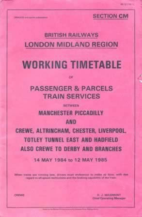 British Railways - LMR - Working Timetable (Ex Manchester Picadilly) 14/05/84 - 12/05/85