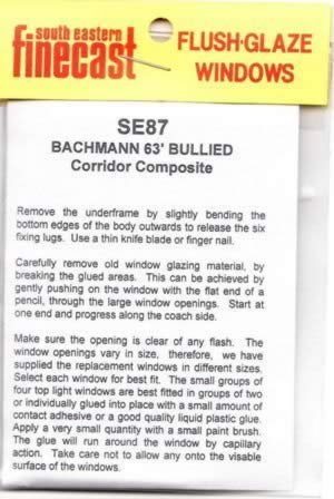 South Eastern Finecast: OO Gauge: Bachmann 63' Bulleid Corridor Composite Windows