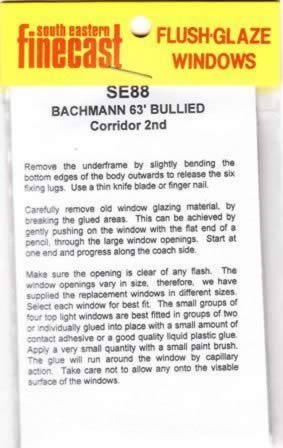 South Eastern Finecast: OO Gauge: Bachmann 63' Bulleid Corridor 2nd Windows