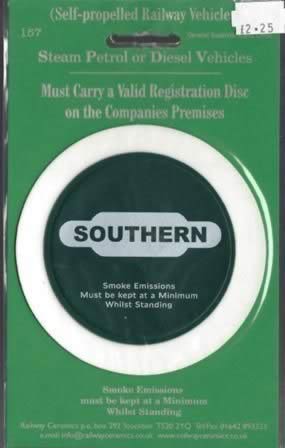 Railway Ceramics: Disc Holder: Southern Railway Green Tax Disc Holder