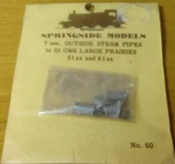 Springside: O Gauge: Outside Steam Pippes to fit GWR Large Prairies 51xx and 61xx