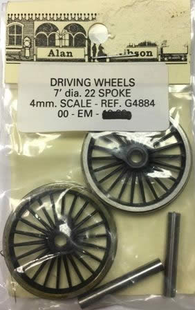 Alan Gibson: OO Gauge: 4mm 7'0'' 28.0mm 22 Spoke Midland Compound Plain Locomotive Driving Wheels