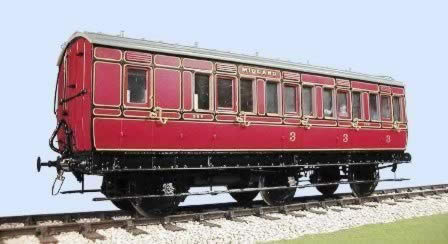 Slater's: O Gauge: MR/LMS 6 Wheel Clayton Arc Roof Third Class Brake Coach