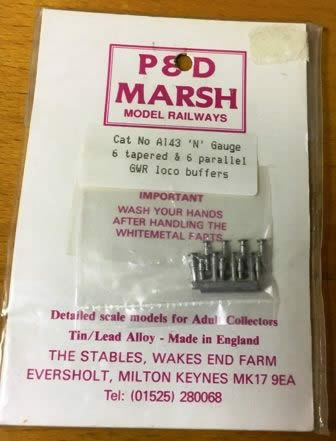 P&D Marsh: N Gauge: Tapered And 6 Parallel GWR Locomotive Buffers