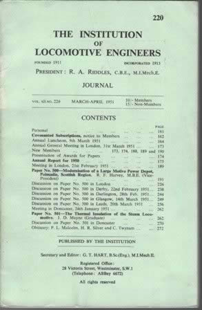 Journal Of The Institution Of Locomotive Engineers March - April 1951