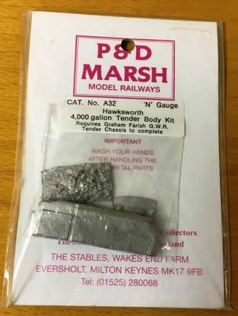 P&D Marsh: N Gauge: Hawksworth GWR 4,000 Gallon Tender Body Kit