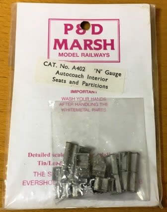 P&D Marsh: N Gauge: Autocoach Interior Seats And Partitions