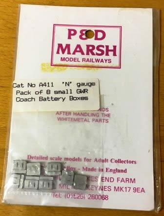 P&D Marsh: N Gauge: Small GWR Coach Battery Boxes