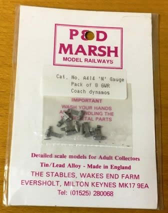 P&D Marsh: N Gauge: 8 GWR Coach Dynamos
