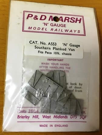 P&D Marsh: N Gauge: SR Planked Van Conversion Kit