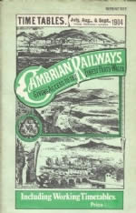 Cambrian Railways Timetable July/Aug/Sep 1904