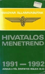 Timetable - Hivatolos Menetrend 1991 - 1992 (In Hungarian)
