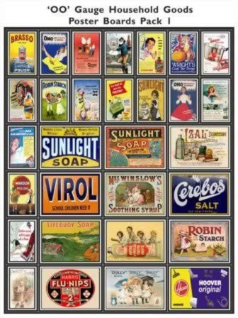 Tracksidesigns: OO Gauge: Household Goods Poster Boards Pack 1