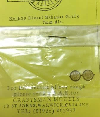 Craftsman: OO Gauge: BR Exhaust Grille 7mm Diameter