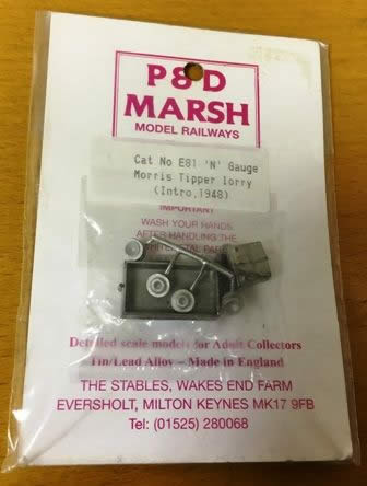 P&D Marsh: N Gauge: Morris Tipper Lorry Cab Styling Introduced 1948