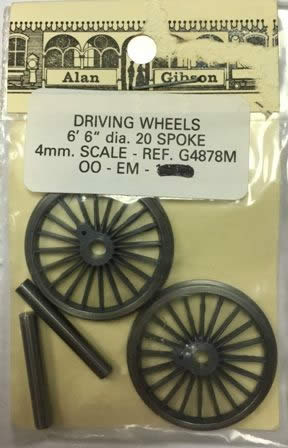 Alan Gibson: OO Gauge: 4mm 6'6'' 26.0mm 20 Spoke Midland Class 2P Plain Locomotive Driving Wheels