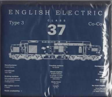 Railway Ceramics: Mouse Mat: Class 37 Line Drawing & Printed On A Blue Mouse Mat