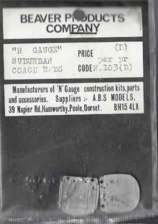 A B S Models: N Gauge: BR Suburban Coach Ends