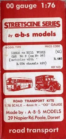 A B S Models: OO Gauge: Leeds ex Hull Works Car No 6 (ex No 96)