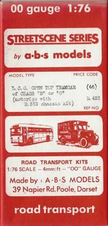 A B S Models: OO Gauge: L.C.C. Open Top Tramcar