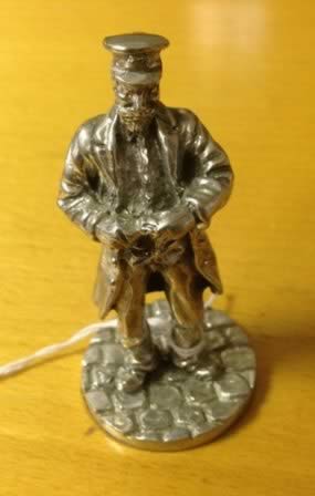 Royal Hampshire: Pewter Ornamental Model: Bearded Man in a Peak Cap - Ticket Collector Model