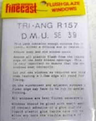 South Eastern Finecast: OO Gauge: Tri-ang DMU Windows