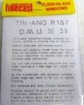 South Eastern Finecast: OO Gauge: Tri-ang DMU Windows