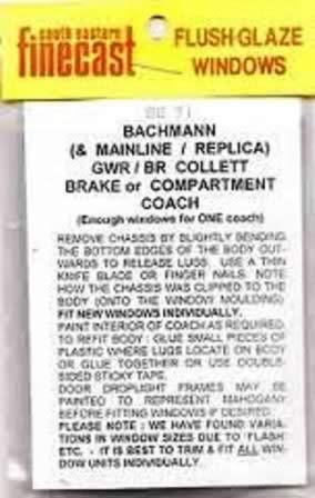 South Eastern Finecast: OO Gauge: Mainline/Repilca Collett Bk Or Composite Windows