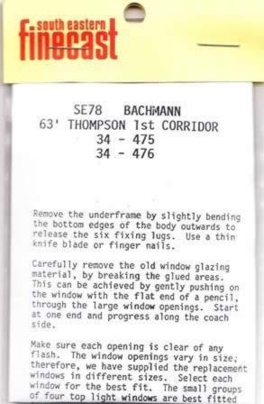 South Eastern Finecast: OO Gauge: Bachmann 63' Thompson 1st Corridor Windows