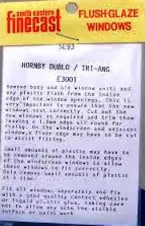 South Eastern Finecast: OO Gauge: Hornby Dublo/Tri-ang E3001 Windows