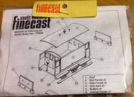 South Eastern Finecast: OO Gauge: Billinton 20 Ton 6 Wheel Goods Brake Van