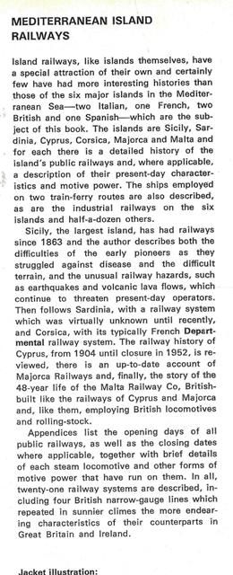 Railway Histories Of The World - Mediterranean Island Railways