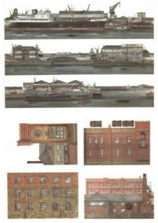 Townscene: Dockside And Industrial Scenic Background