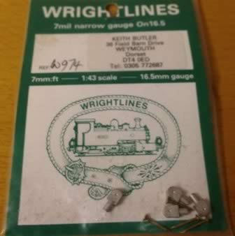 Wright: O Gauge: Small Plumb Couplings